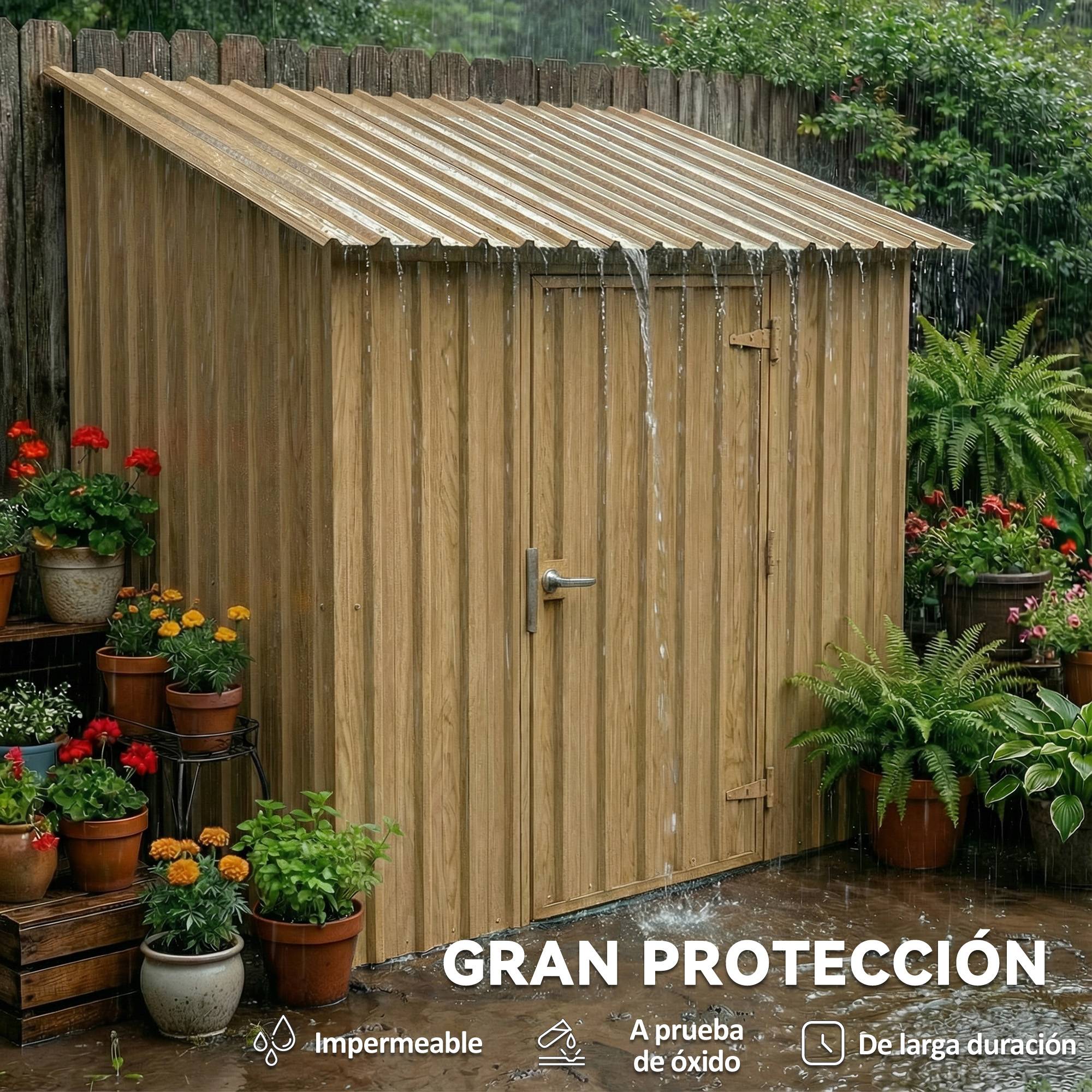 Ensemble de 12 panneaux de toiture en acier galvanisé de 7 m² pour abri de jardin, finition bois naturel 129 x 45 cm - Image 8