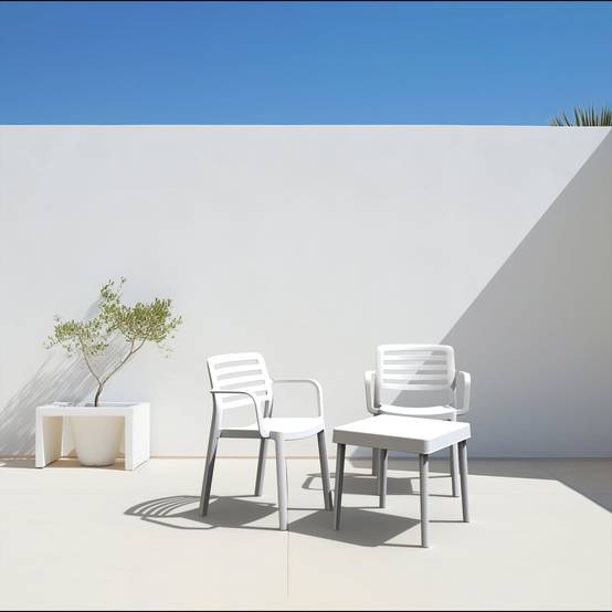 Set 2+1 fauteuils-table intérieur, extérieur gris foncé ALBA-WIND garbar - Image 2