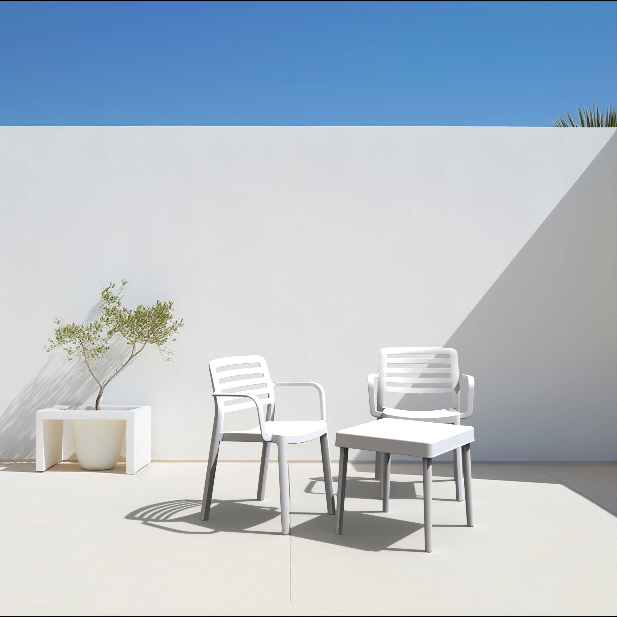 Set 2+1 fauteuils-table intérieur, extérieur gris foncé ALBA-WIND garbar - Image 2