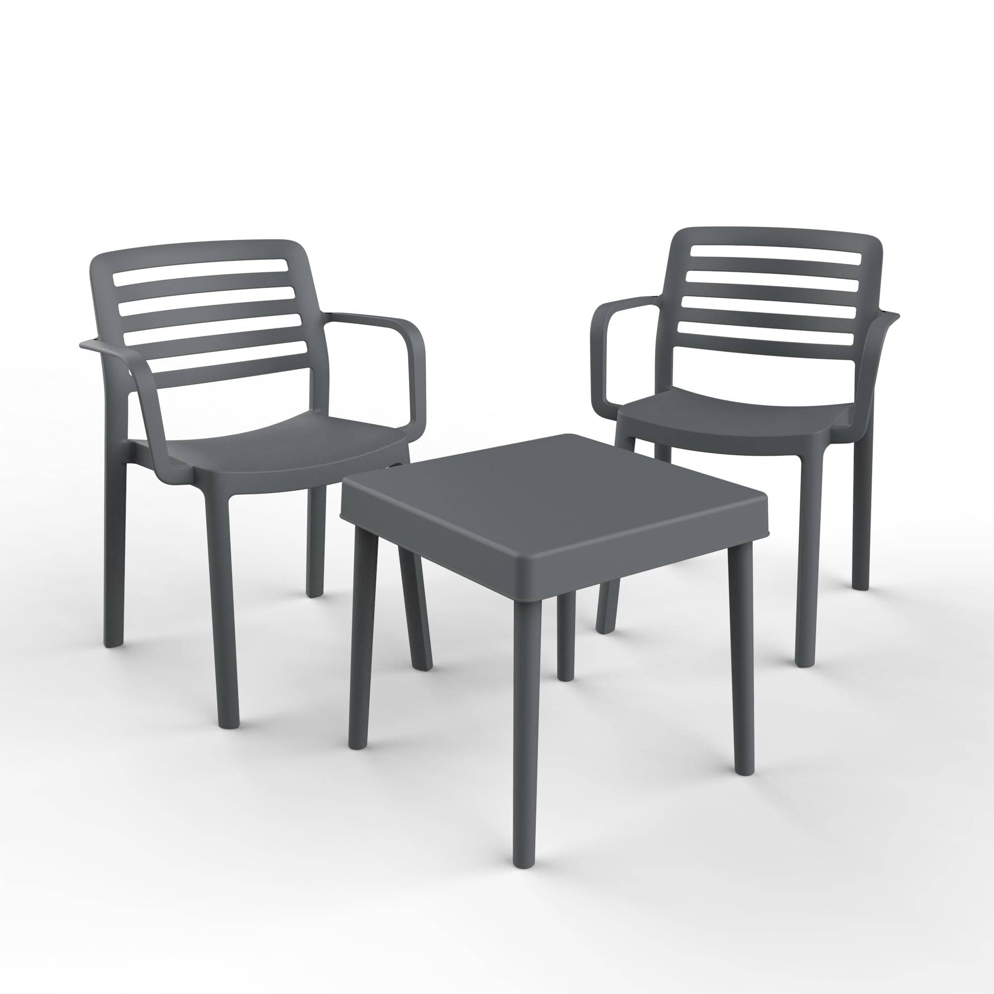Set 2+1 fauteuils-table intérieur, extérieur gris foncé ALBA-WIND garbar - Image 1