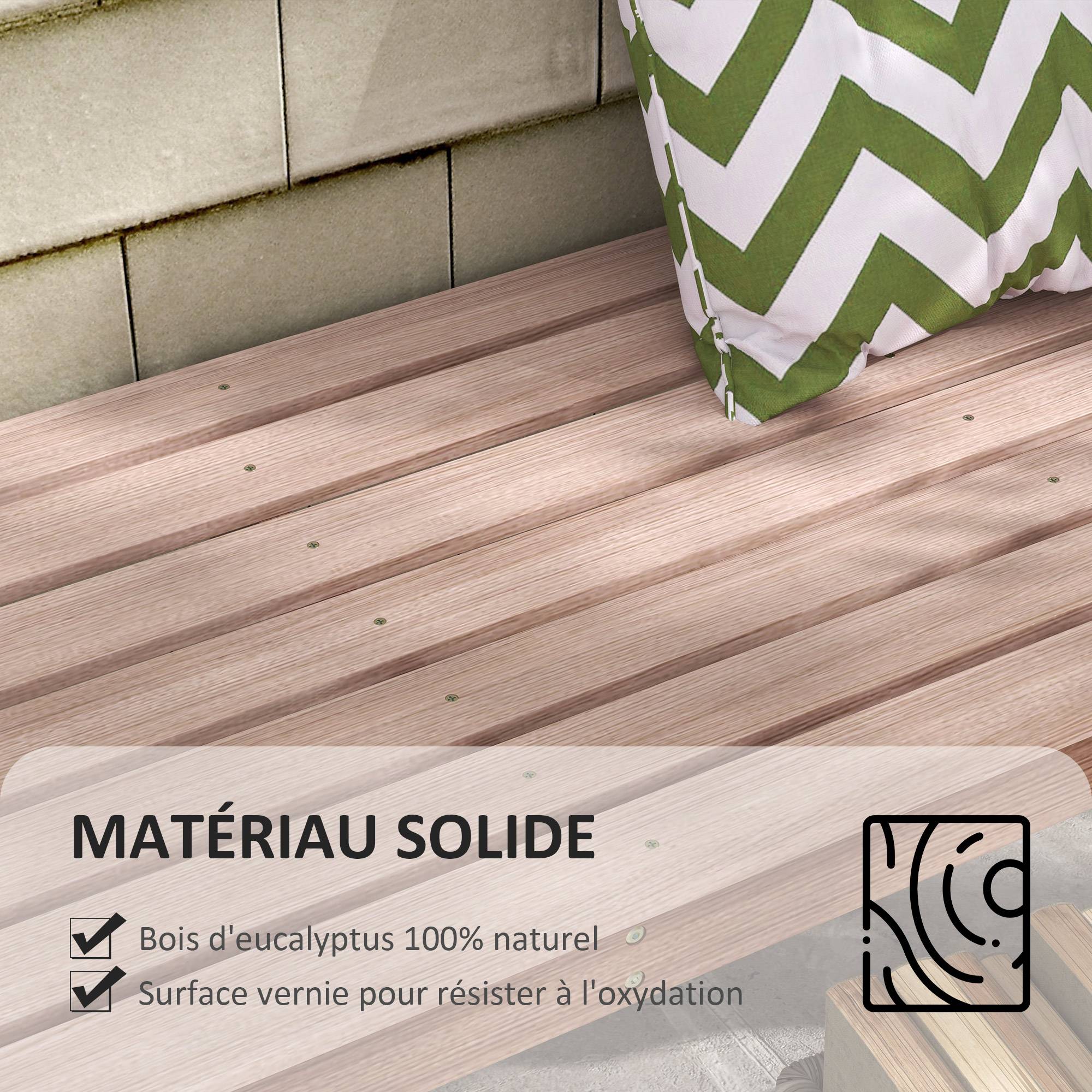 Outsunny - Banc de jardin 2 places assise à lattes dim. 115L x 50l x 45H cm bois de jarrah - Outsunny - Image 3