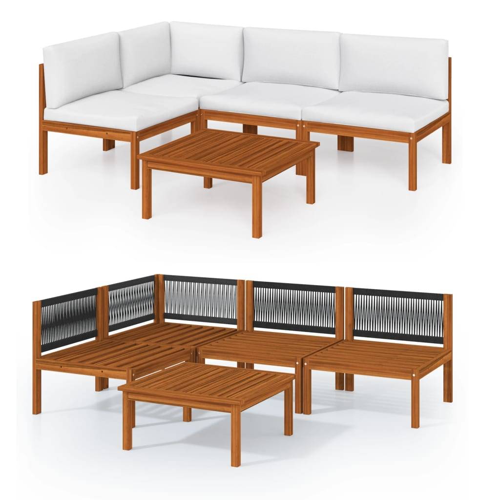 Vidaxl - Salon de jardin 5 pièces avec coussins Crème 63 x 63 cm vidaXL 3057902 - Image 2