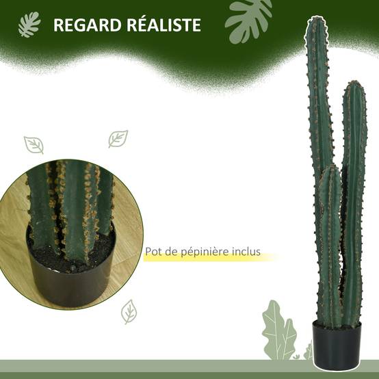 Cactus artificiel grand réalisme plante artificielle grande taille dim. Ø 18 x 120H cm - Image 7