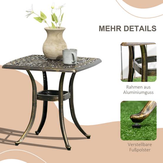 Table d'appoint extérieure aluminium bronze 54 x 54 x 52.5 cm - PANGIVO - Image 8