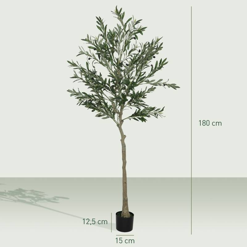 ComfortXL - Olivier Artificiel Réaliste 180cm Plante Verte Intérieur Salon Pot Ciment - ComfortXL Outdoor Living - Image 3