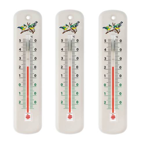 Inovalley - Lot de 3 thermomètres traditionnels blancs 15 cm - Image 1