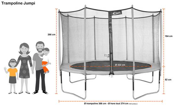 Trampoline KANGUI - JUMPI 360‑365 cm – Enfant – Rebond Parfait – Échelle & Kit Ancrage – Garantie 5 ans Trampoline KANGUI - JUMPI 360‑365 cm – Enfant – Rebond Parfait – Échelle & Kit Ancrage – Garantie 5 ans