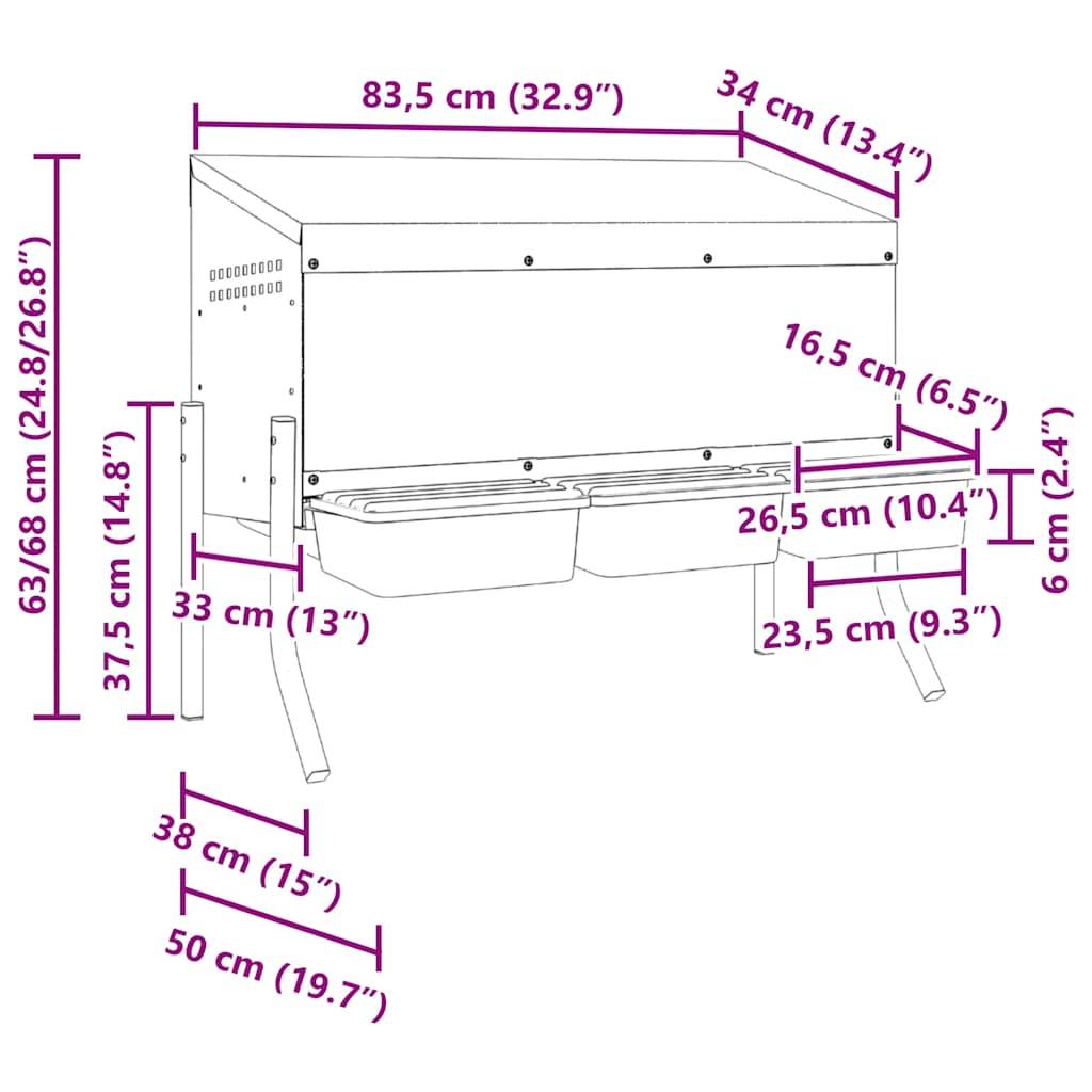 Vidaxl - Nichoir à poules3 compartiments avec pieds en acier galvanisé vidaXL 4104904 - Image 3