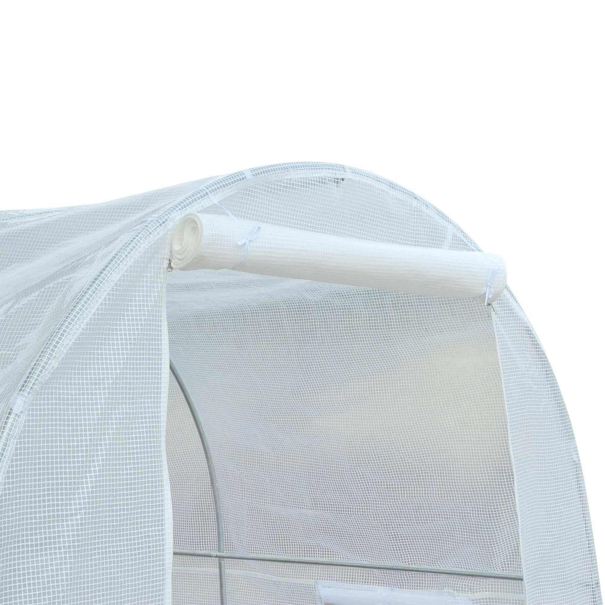 Sans Marque - Serre tunnel de jardin 5m², serre de jardin tunnel avec porte et 4 fenêtres, bâche PE 140 g/m² 245 x 200 x 200 cm blanc - Image 9