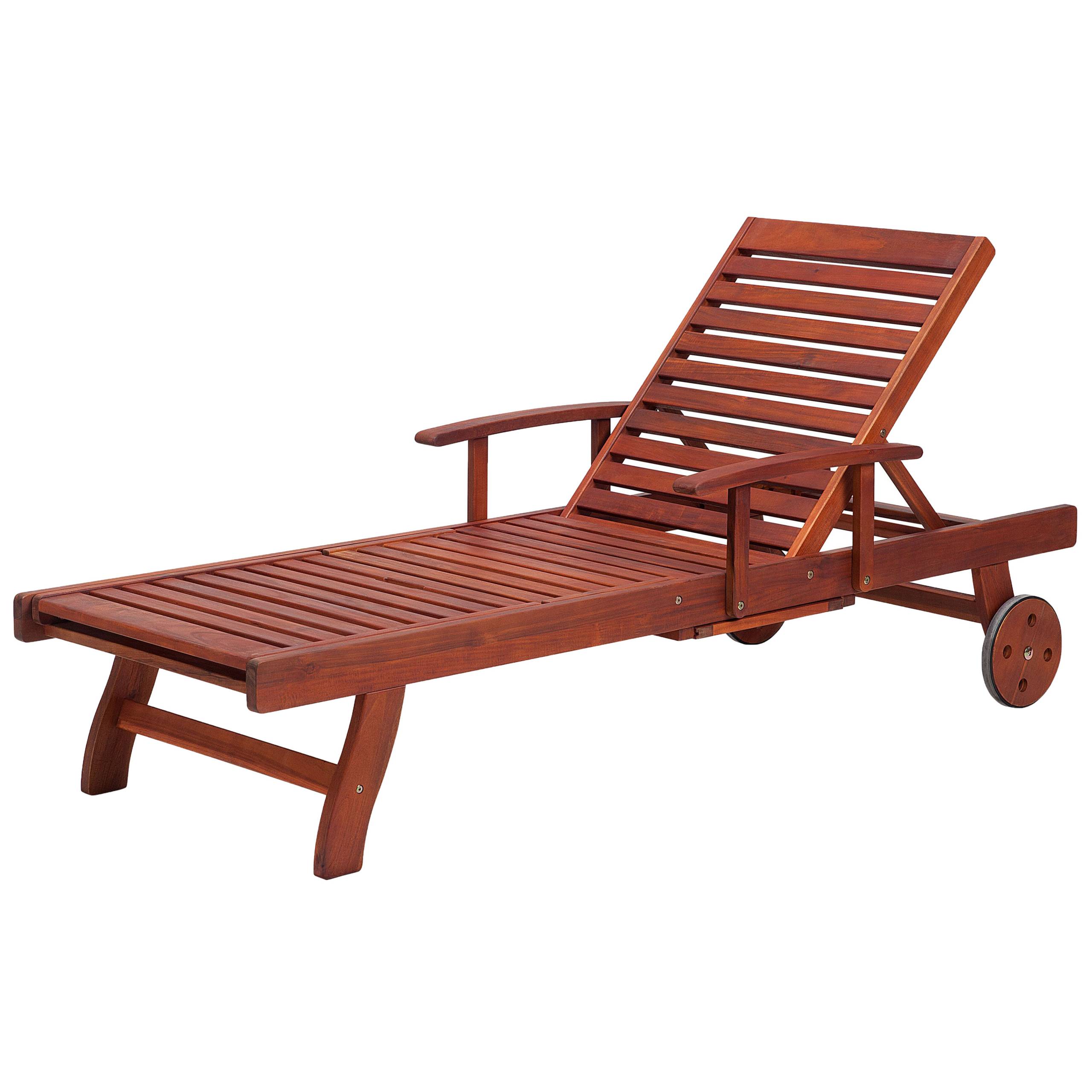 Beliani - Chaise Longue Transat Inclinable en Bois d'Acacia avec Coussin Bleu Beige à Rayure Solide et Résistant pour Terrasse ou Jardin Méditerranéen Beliani - Image 4