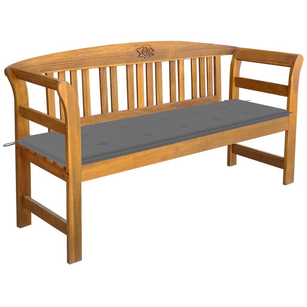 Helloshop26 - Banc de jardin meuble de patio d'extérieur terrasse avec coussin 157 cm bois d'acacia massif - Image 1