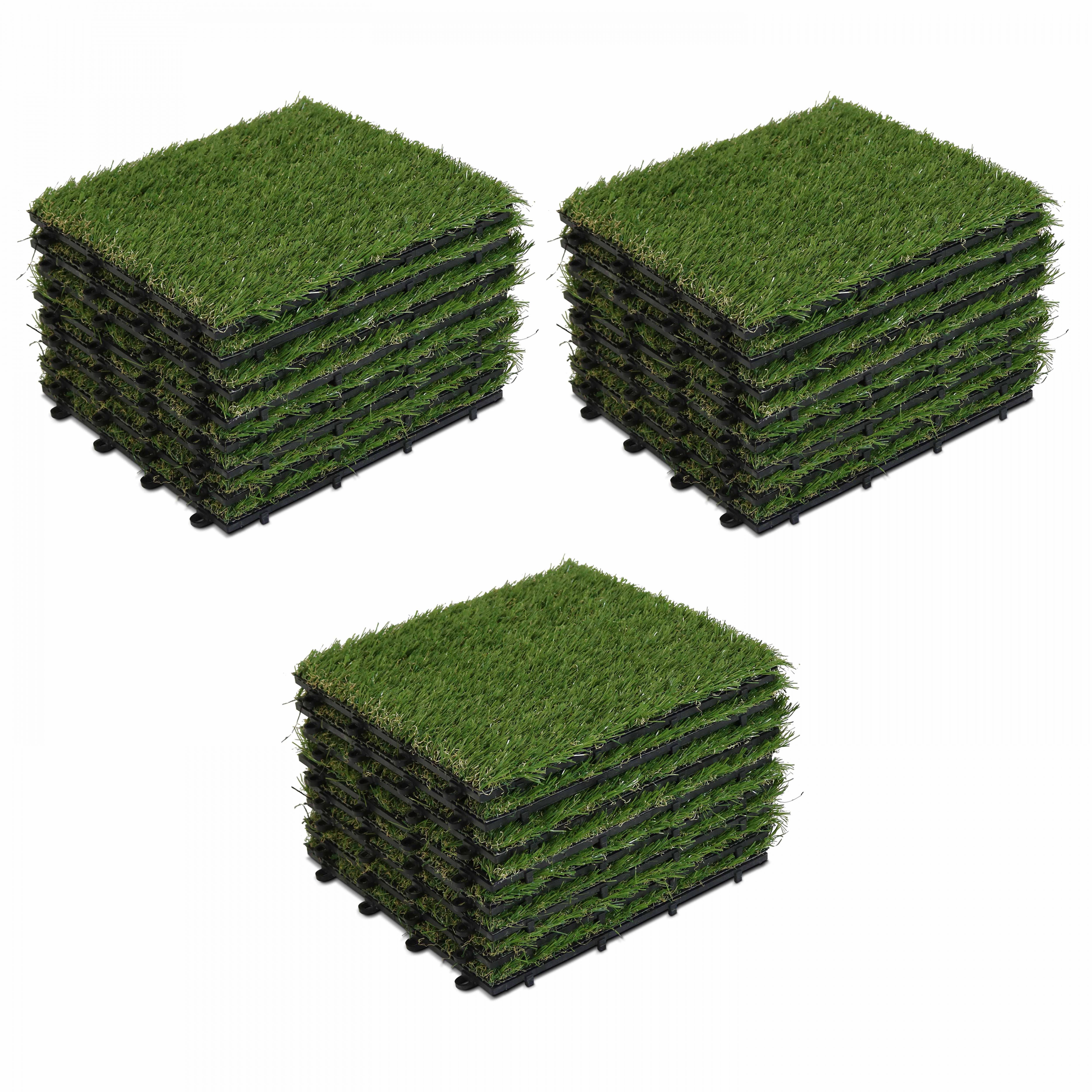 Oviala - Lot de 24 dalles clipsables gazon artificiel vert Arena - Oviala - Image 1