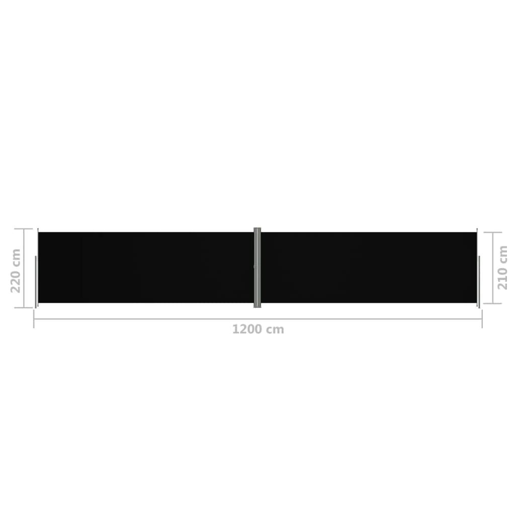 Helloshop26 - Auvent paravent store brise-vue latéral rétractable de patio jardin terrasse balcon protection visuelle écran 220 x 1200 cm noir - Image 6