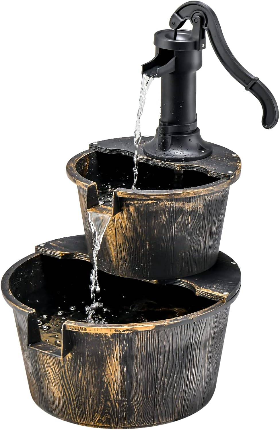 Costway - Fontaine en Cascade Extérieure à 2 Étages (Bronze) - Image 1
