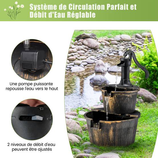 Costway - Fontaine en Cascade Extérieure à 2 Étages (Bronze) - Image 5