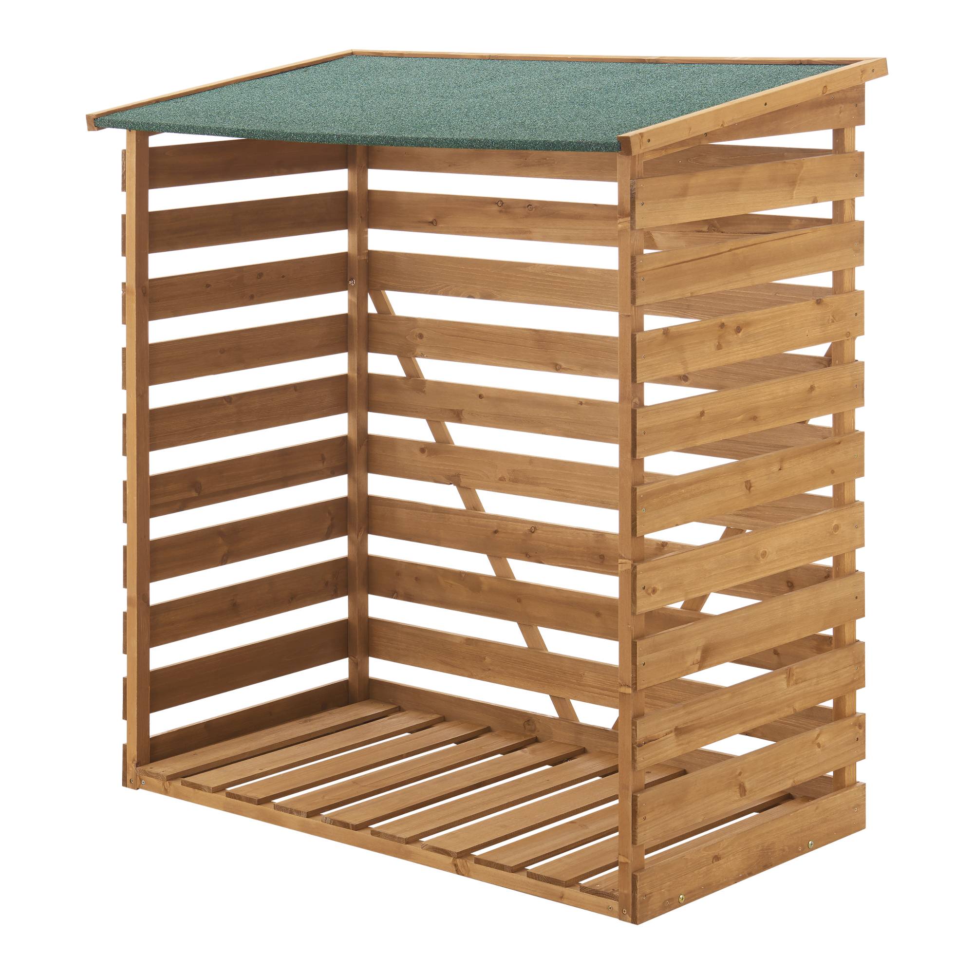 Abri-Bûches Couvert en Sapin à Toiture Bitumé 123 x 116 x 64 cm [en.casa] - Image 2