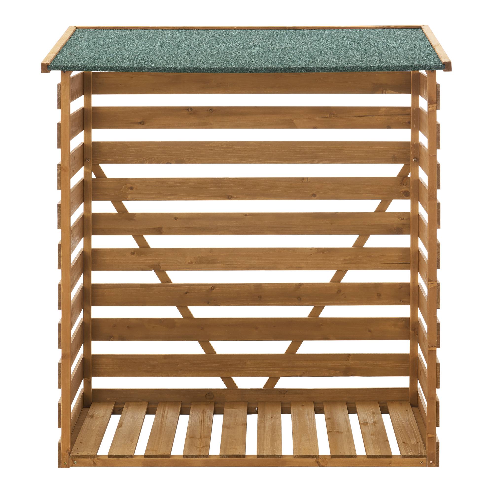 Abri-Bûches Couvert en Sapin à Toiture Bitumé 123 x 116 x 64 cm [en.casa] - Image 4