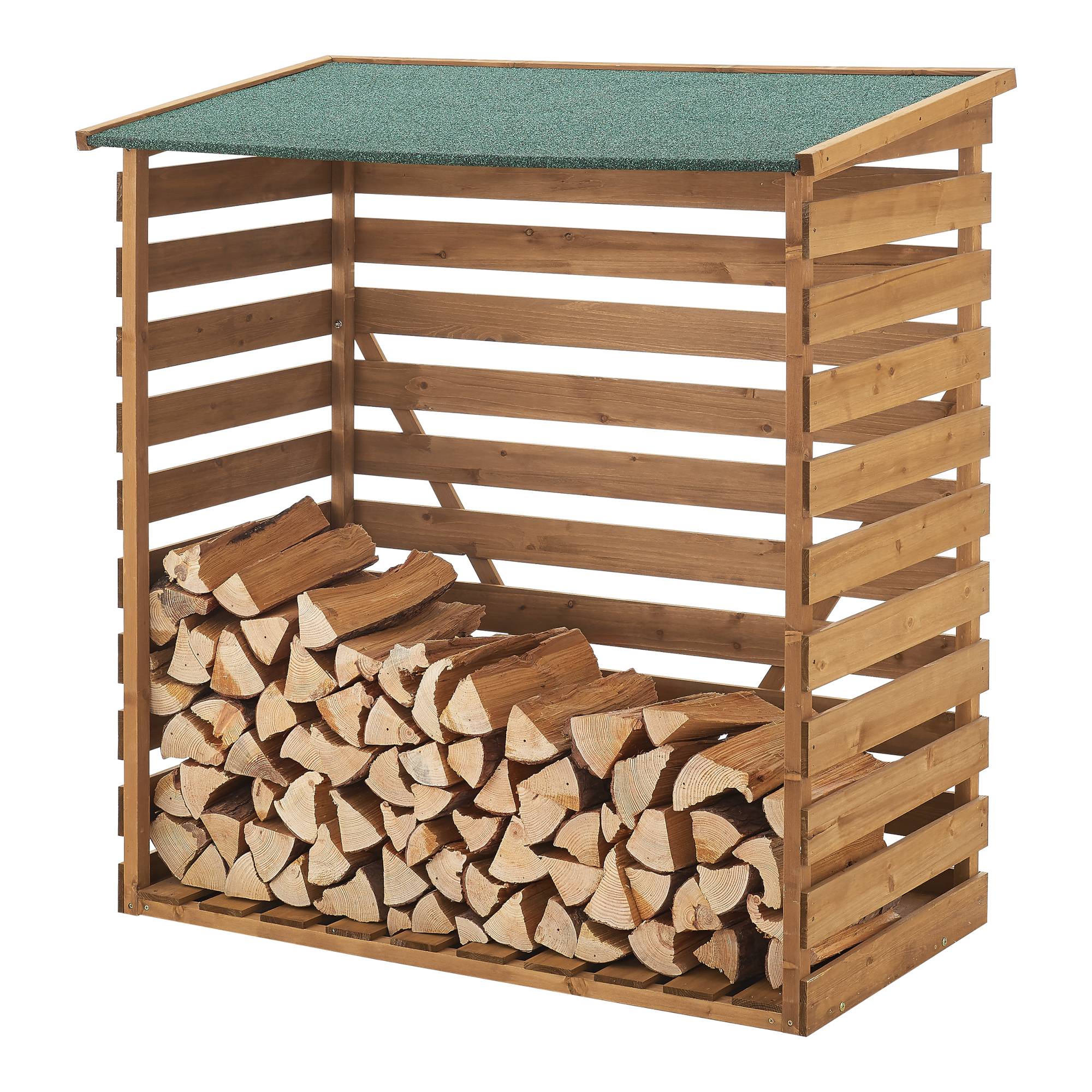 Abri-Bûches Couvert en Sapin à Toiture Bitumé 123 x 116 x 64 cm [en.casa] - Image 1