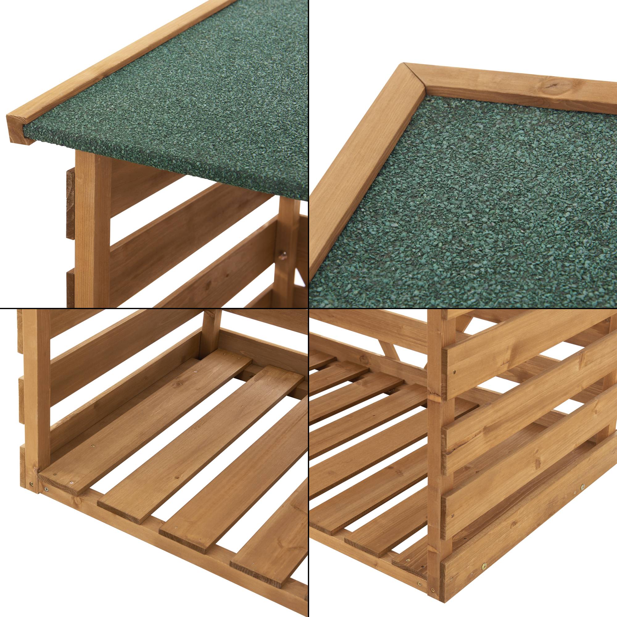 Abri-Bûches Couvert en Sapin à Toiture Bitumé 123 x 116 x 64 cm [en.casa] - Image 7