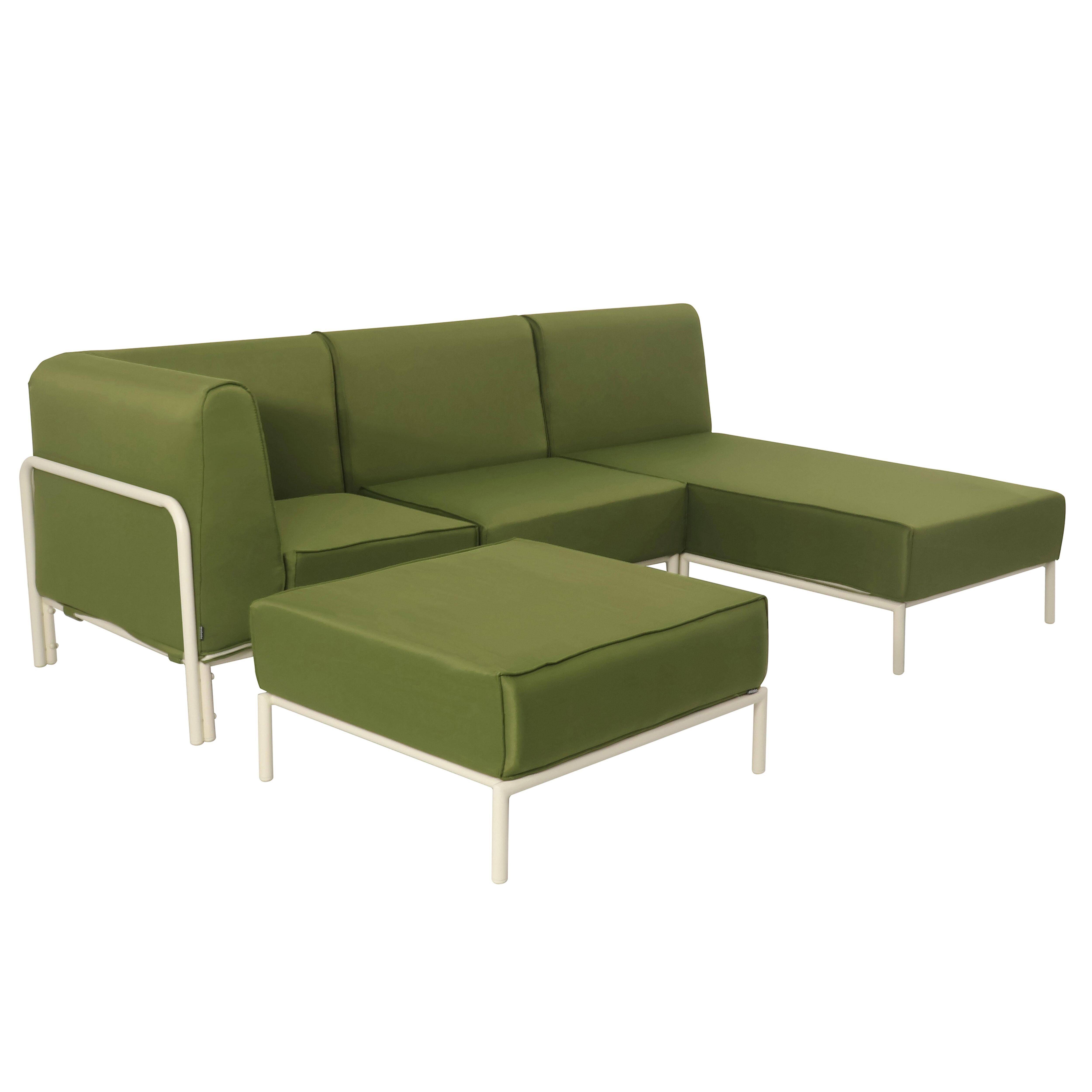 Oviala - Salon de jardin bas modulable uni 4 places vert kaki Patio - Oviala - Image 1