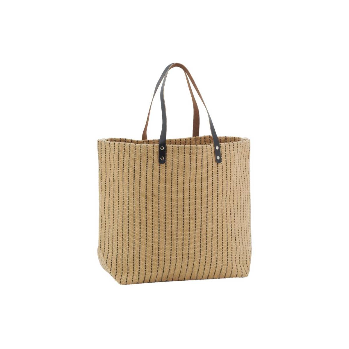 Aubry Gaspard - Sac à mains en jute à rayures - Image 1