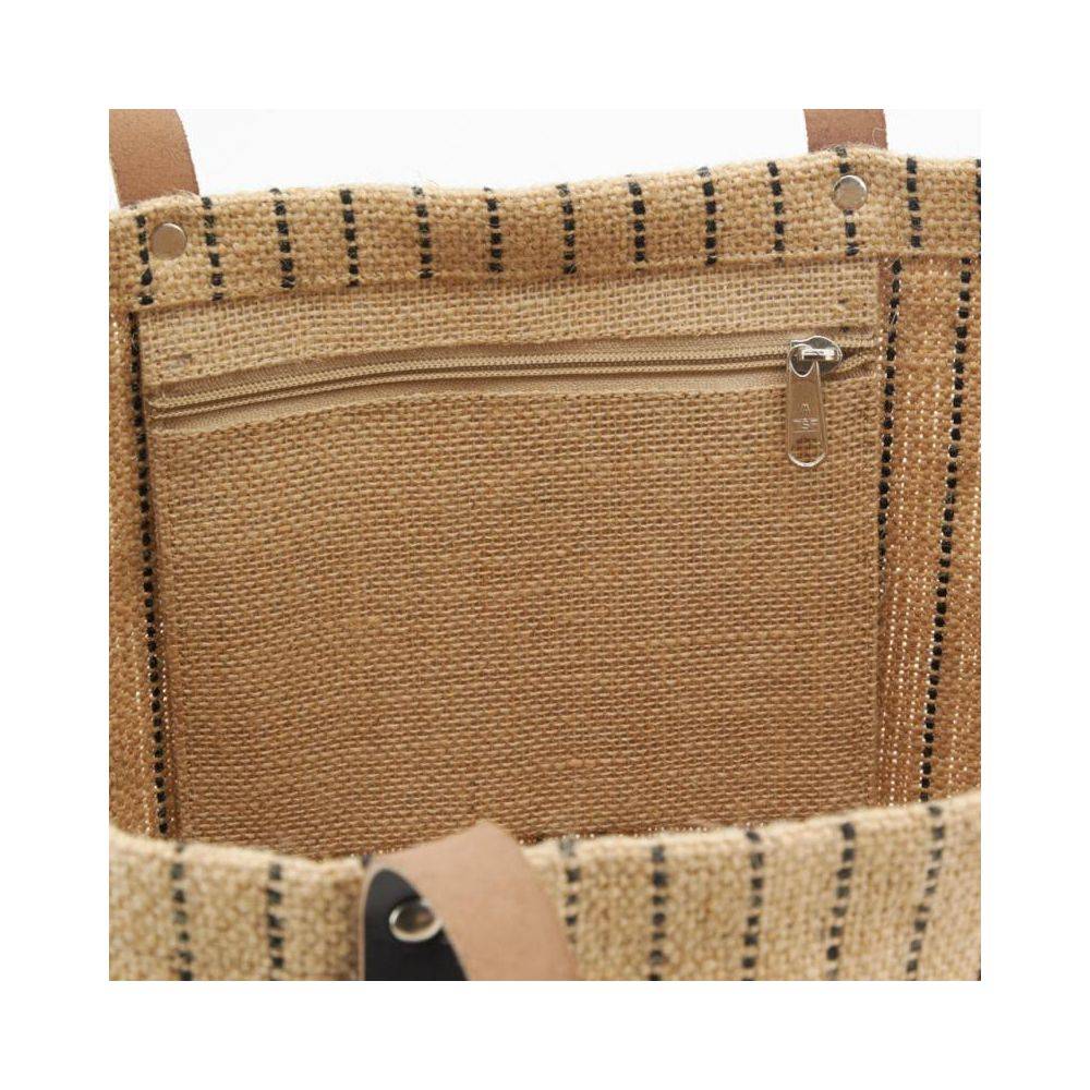 Aubry Gaspard - Sac à mains en jute à rayures - Image 3