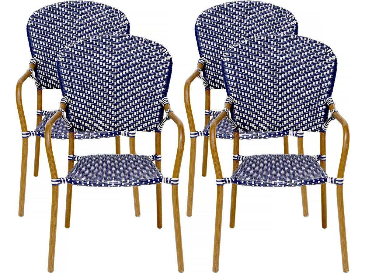 Lot De 4 Chaises D'extérieur Bistro "maya" - Bleu -habitat Et Jardin - Image 1