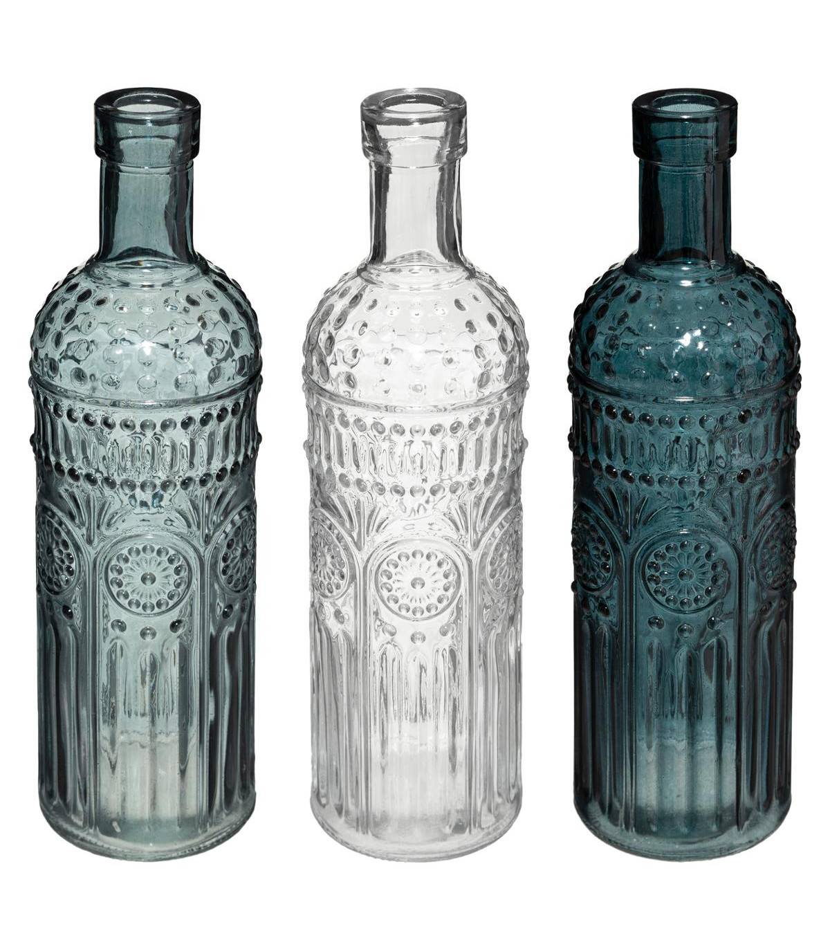 Lot de 3 Vases Bouteille en Verre coloré H 24,5 cm - Image 1
