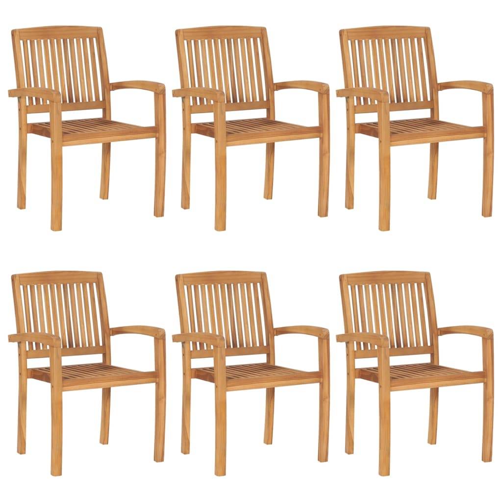 Vidaxl - Chaises de jardin empilables avec coussins lot de 6 Teck solide vidaXL 3073272 - Image 2