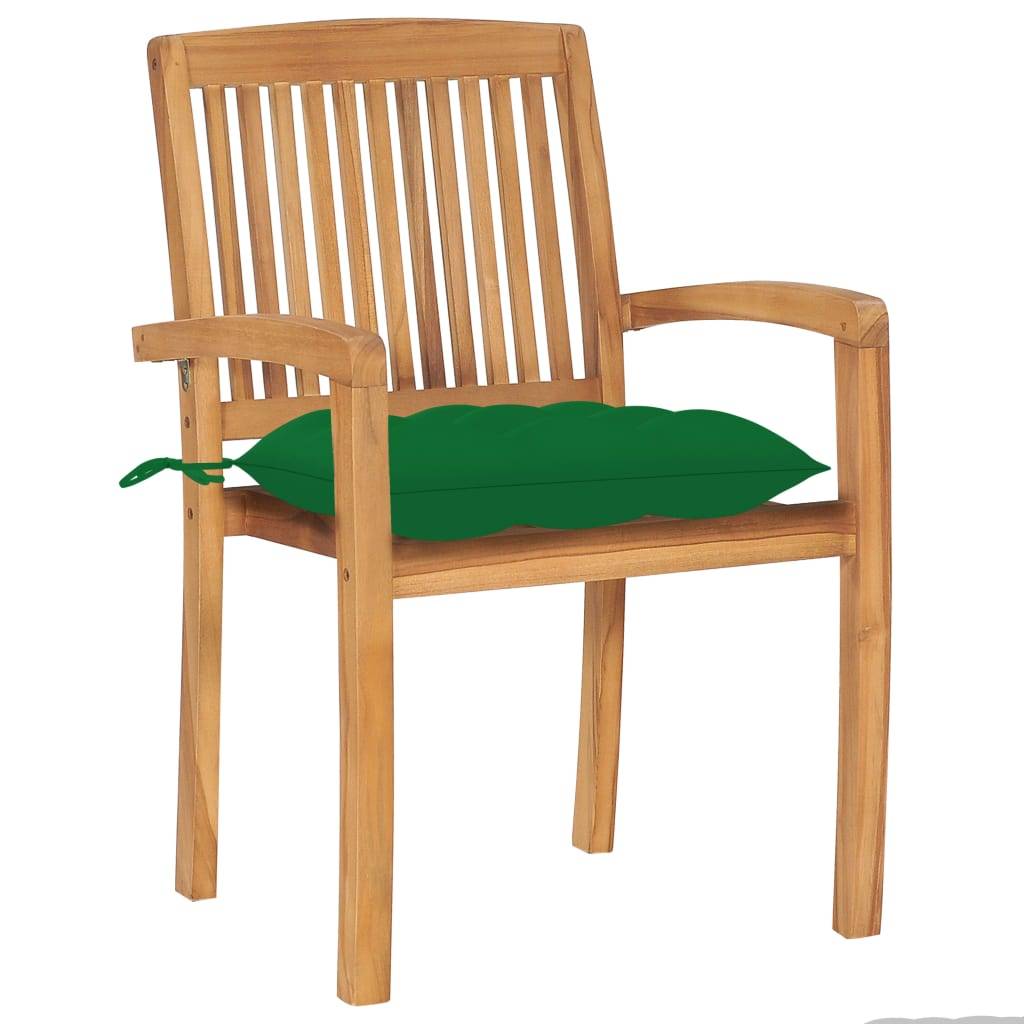 Vidaxl - Chaises de jardin empilables avec coussins lot de 6 Teck solide vidaXL 3073272 - Image 8