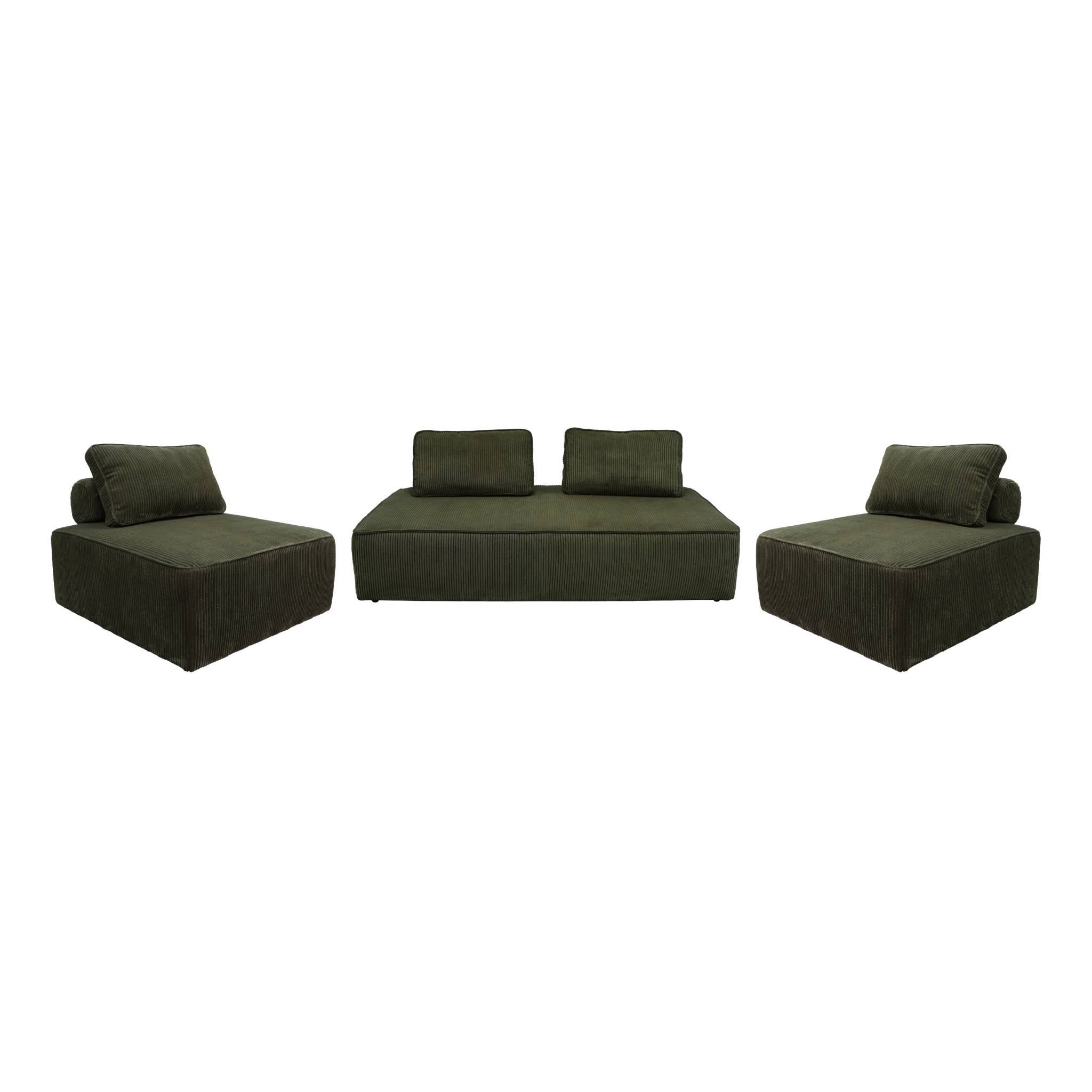 sweeek - Ensemble chauffeuses LAO pour canapé modulable en velours côtelé 4 places vert foncé | sweeek - Image 2