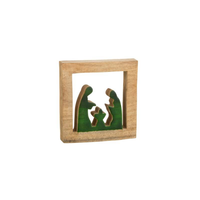 Crèche en bois vert 20x19.5x3.5 cm - J-Line - Image 1