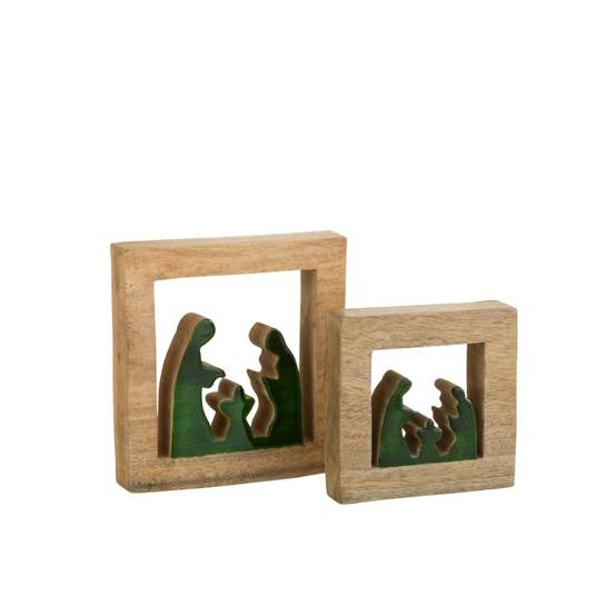 Crèche en bois vert 20x19.5x3.5 cm - J-Line - Image 2
