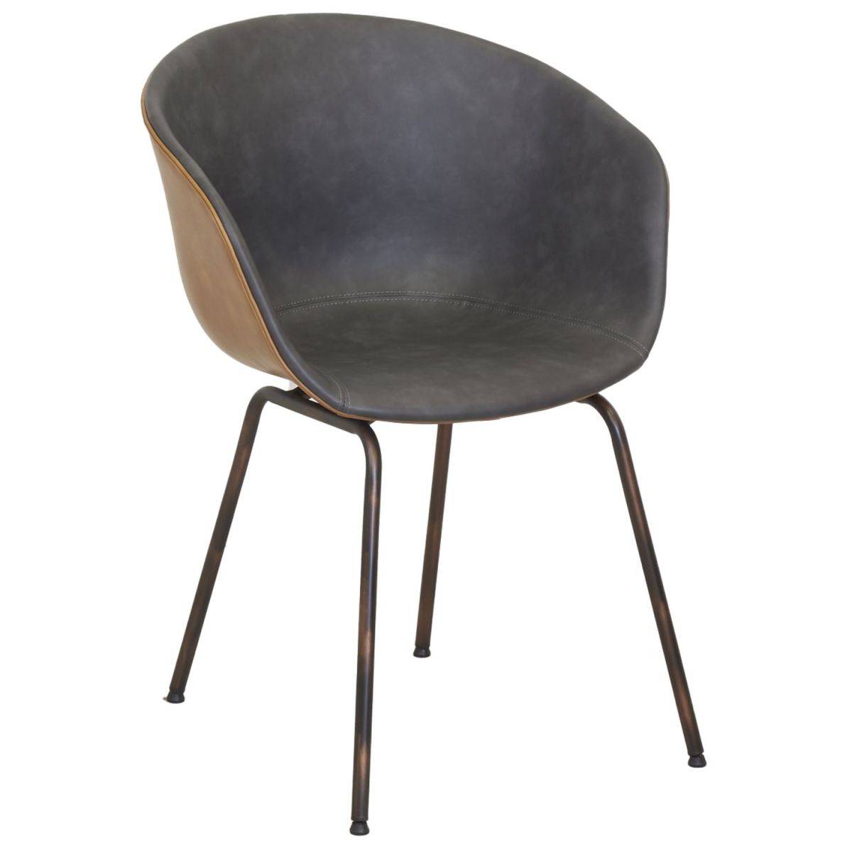 Aubry Gaspard - Fauteuil en polyuréthane camel et gris - Image 1