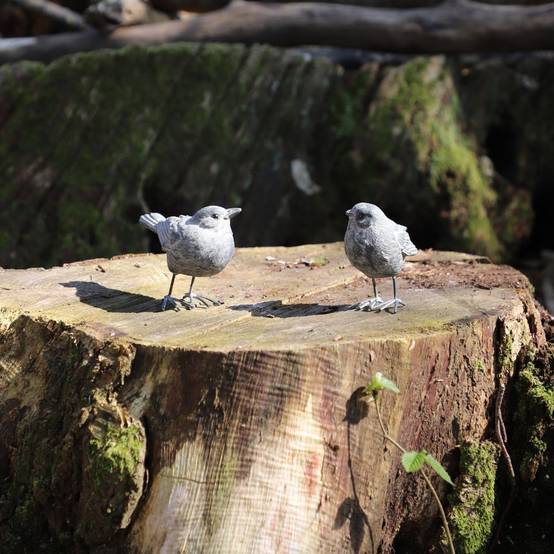 Set de 2 oiseaux en résine gris 8.5 x 8.5 x 5.5 cm Chemin de campagne - Image 5