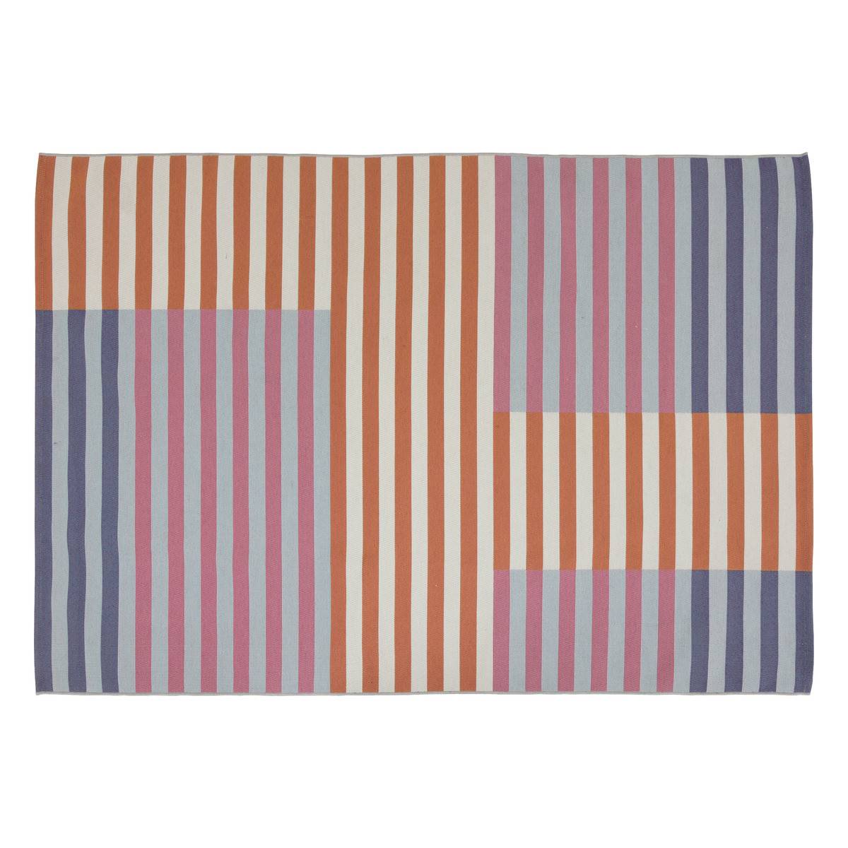 Tapis décoratif Rayures multicolores pour extérieur ou intérieur 160 x 230 cm - Image 1