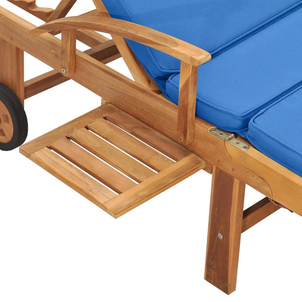 Vidaxl - Chaise longue avec coussin Bois de teck solide Bleu vidaXL 48025 - Image 4