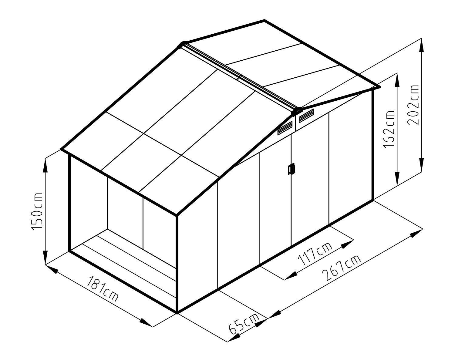 Abri de jardin métal avec bûcher 6 m² Trigano + kit d'ancrage - Image 3