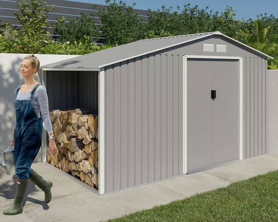 Abri de jardin métal avec bûcher 6 m² Trigano + kit d'ancrage - Image 4