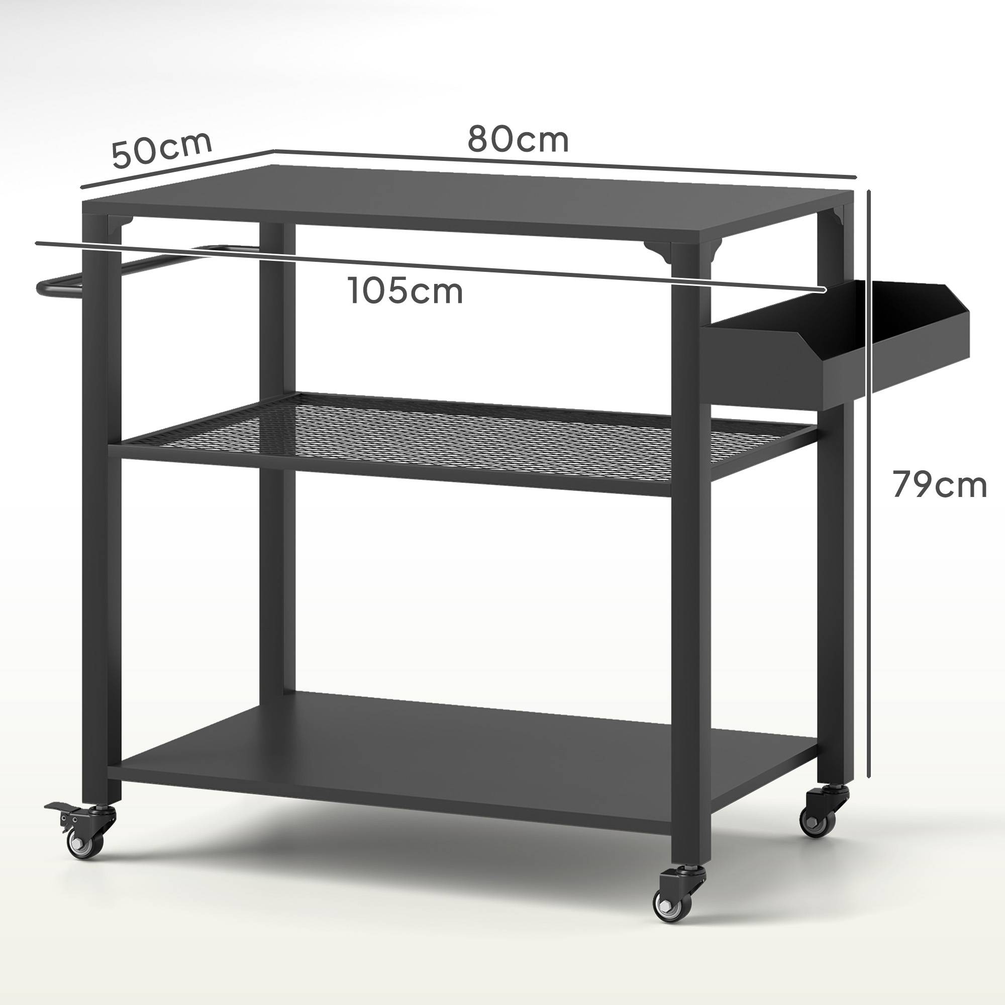 ComfortXL - Chariot barbecue acier noir 105 x 50 x 79 cm pour terrasse et cuisine extérieure - ComfortXL Outdoor Living - Image 5