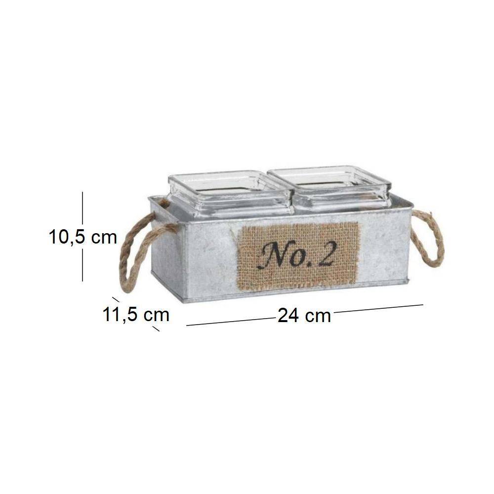 Aubry Gaspard - Jardinière en zinc avec pots en verre 24 cm - Image 3