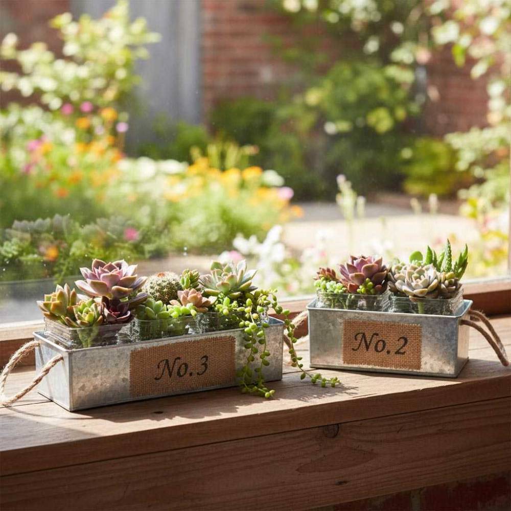 Aubry Gaspard - Jardinière en zinc avec pots en verre 24 cm - Image 2