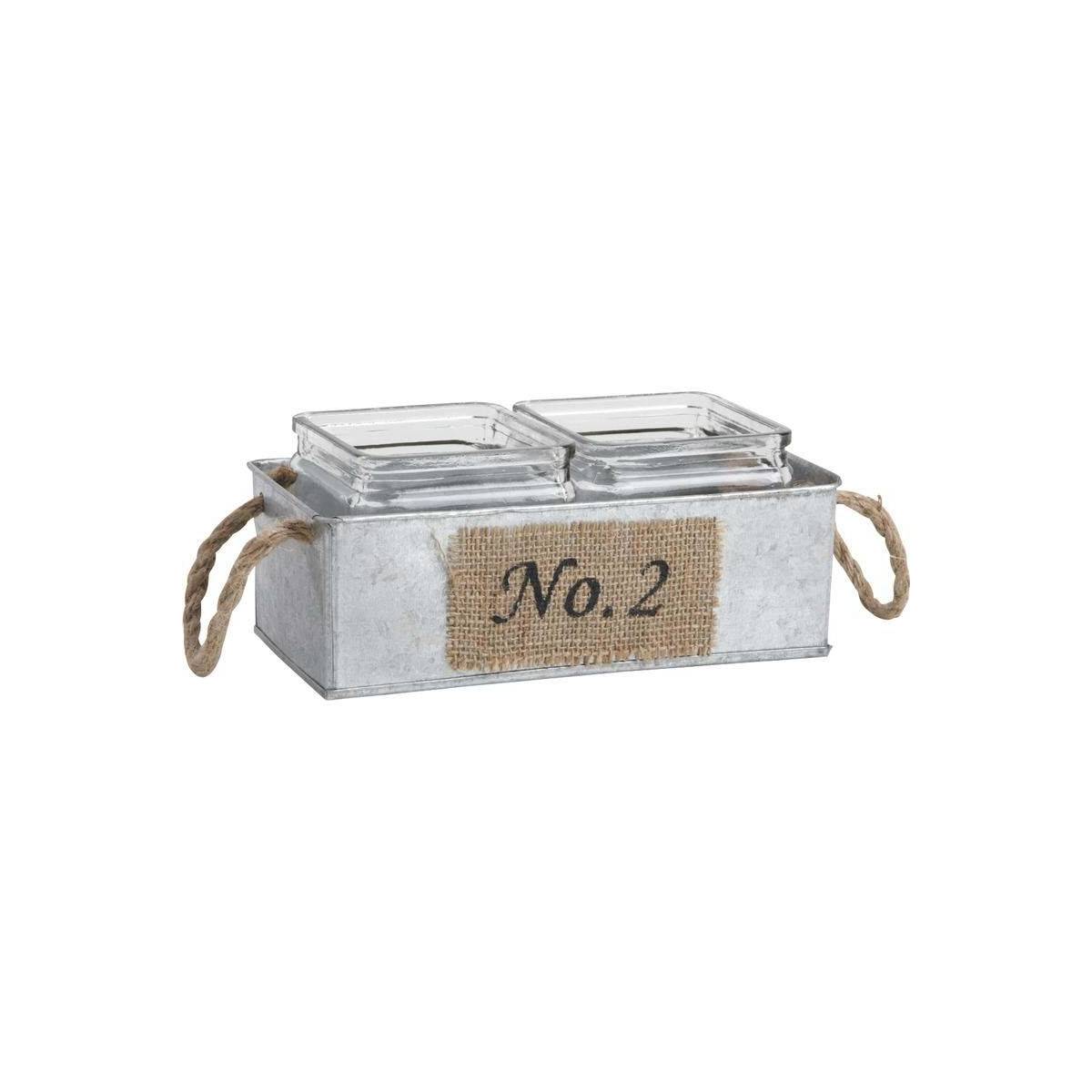 Aubry Gaspard - Jardinière en zinc avec pots en verre 24 cm - Image 1
