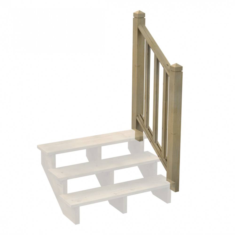 Kit Garde-corps Bois 3 marches - Escalier Extérieur - Rampes Recoupables - Traité Autoclave - Montage Facile - Garantie 10 ans - Image 1