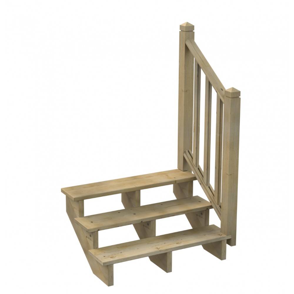 Kit Garde-corps Bois 3 marches - Escalier Extérieur - Rampes Recoupables - Traité Autoclave - Montage Facile - Garantie 10 ans - Image 2