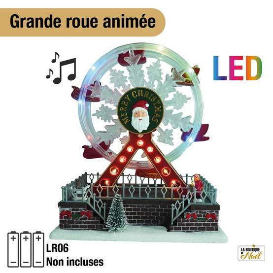 Village de Noël grande roue animée et lumineuse à piles - LA BOUTIQUE DE Noël - Image 2