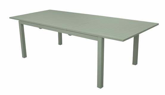 Proloisirs - Table extensible - GENES - Aluminium époxy amande - Plateau à lattes - 160/240 x 100 cm
