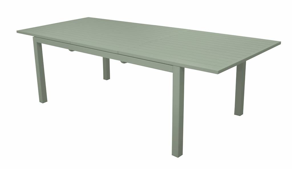 Proloisirs - Table extensible - GENES - Aluminium époxy amande - Plateau à lattes - 160/240 x 100 cm