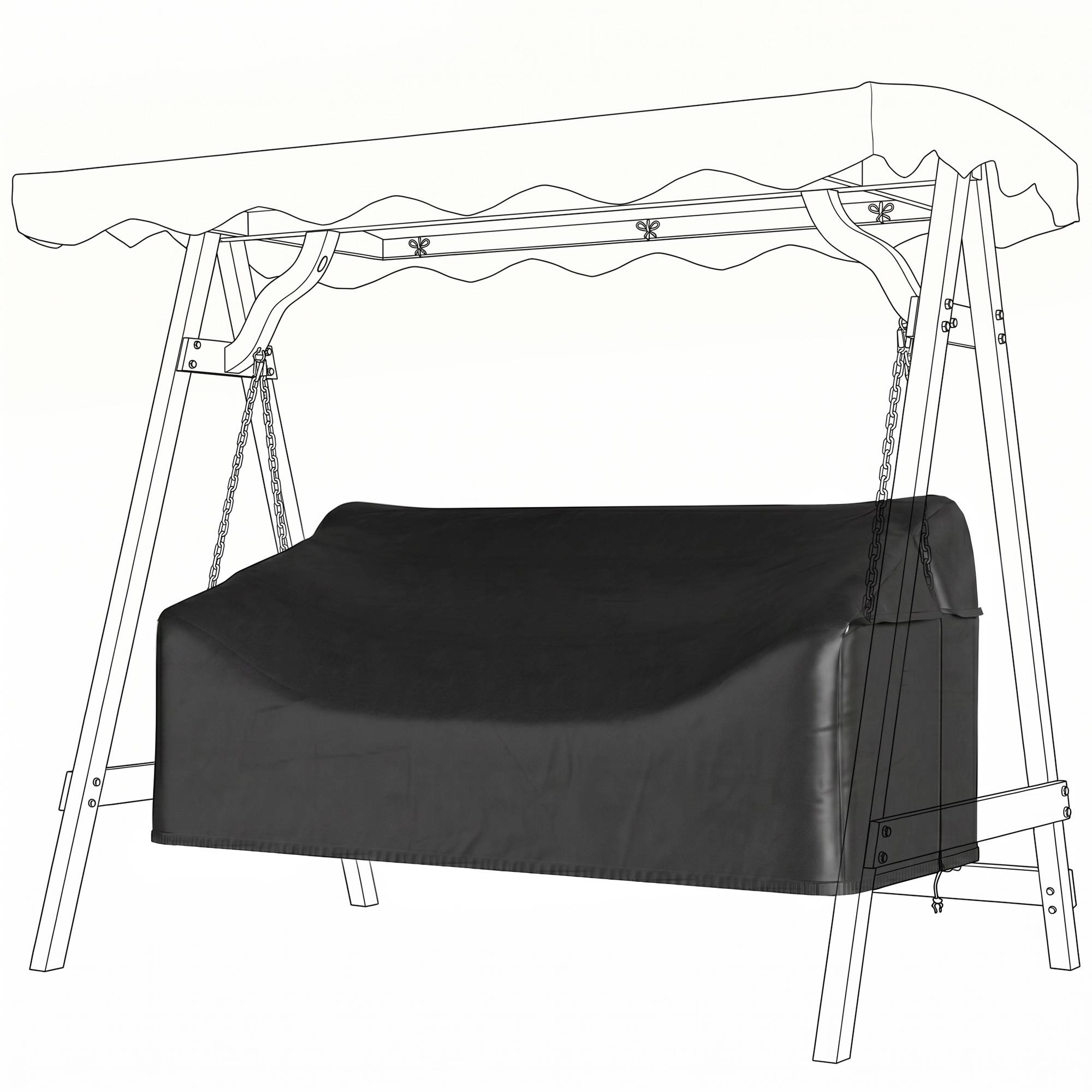 Housse balancelle 3 places Tissu Oxford 420D Extérieur Imperméable anti-UV 185x76x81cm Noir - ComfortXL Outdoor Living - Image 2