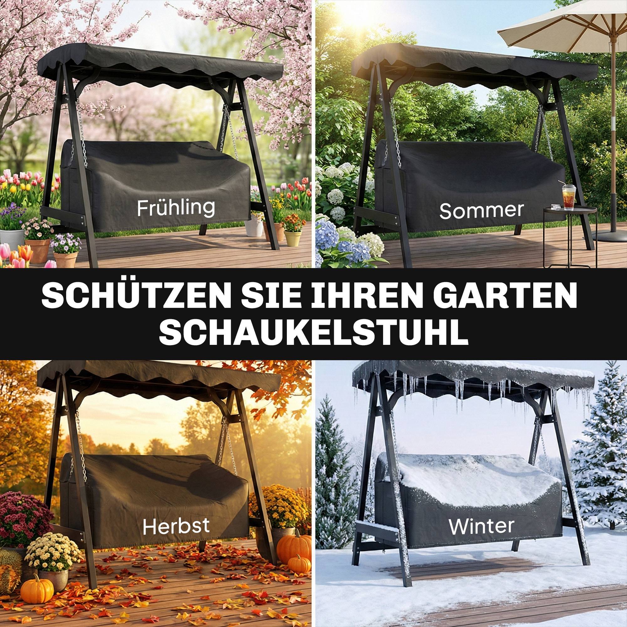 Housse balancelle 3 places Tissu Oxford 420D Extérieur Imperméable anti-UV 185x76x81cm Noir - ComfortXL Outdoor Living - Image 6
